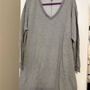 Terra & Sky Heather Gray Long Sleeve V-Neck Sweatshirt Dress